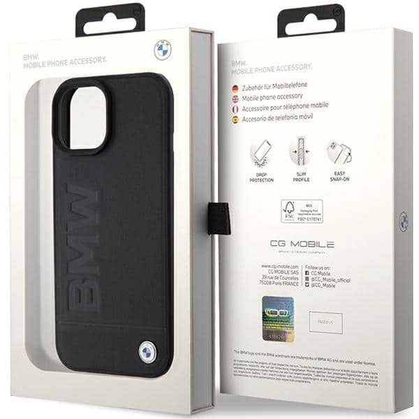 BMW Leather Hot Stamp - θήκη για Apple iPhone 15 Plus - Μαύρο - Image 8