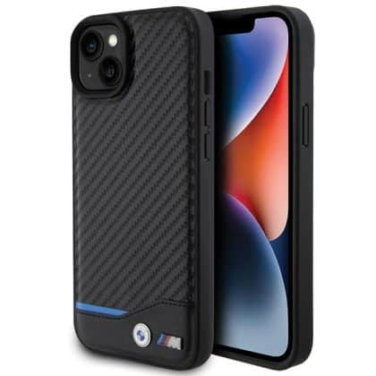 BMW Leather Carbon - θήκη για Apple iPhone 15 Plus - Μαύρο