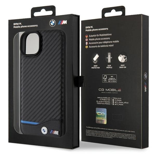 BMW Leather Carbon - θήκη για Apple iPhone 15 Plus - Μαύρο - Image 8