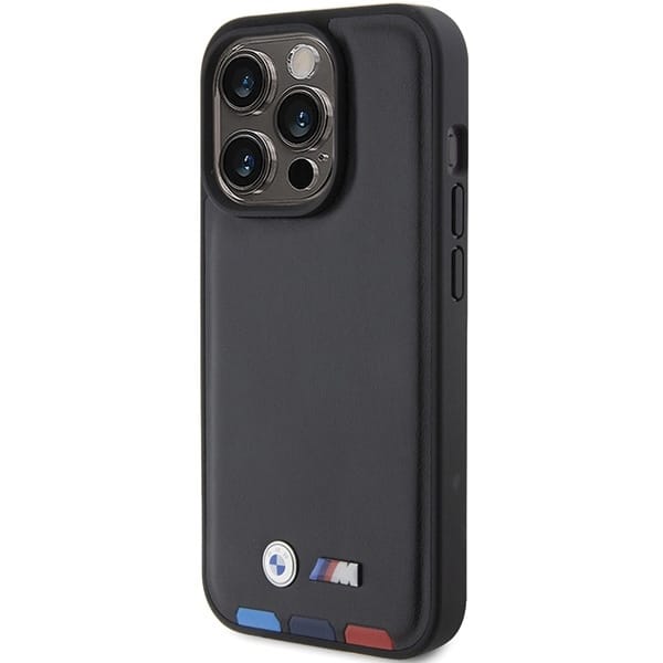 BMW Leather Stamp Tricolor - θήκη για Apple iPhone 15 Pro - Μαύρο - Image 2