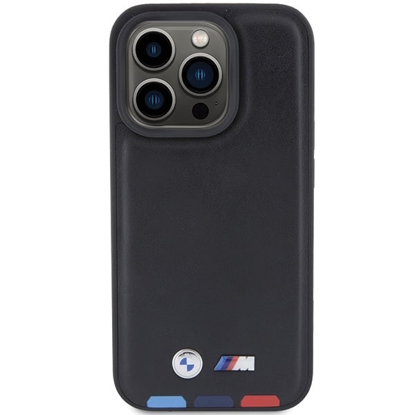 BMW Leather Stamp Tricolor - θήκη για Apple iPhone 15 Pro - Μαύρο - Image 3