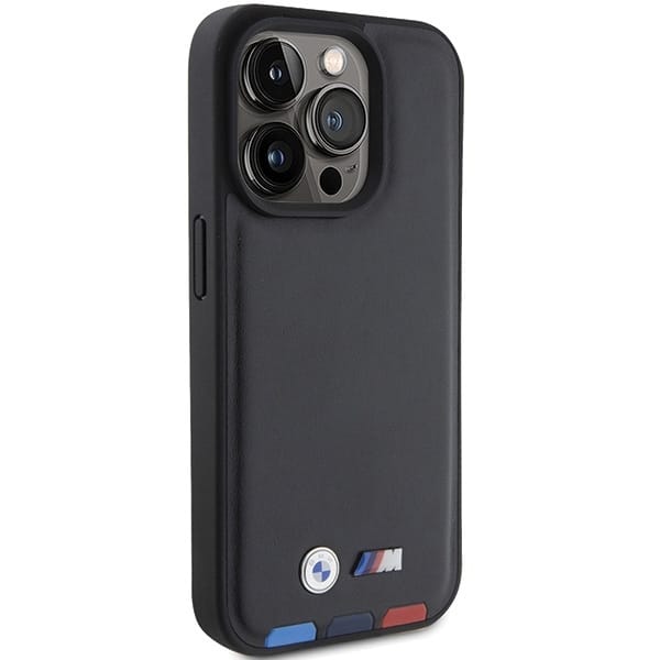 BMW Leather Stamp Tricolor - θήκη για Apple iPhone 15 Pro - Μαύρο - Image 4