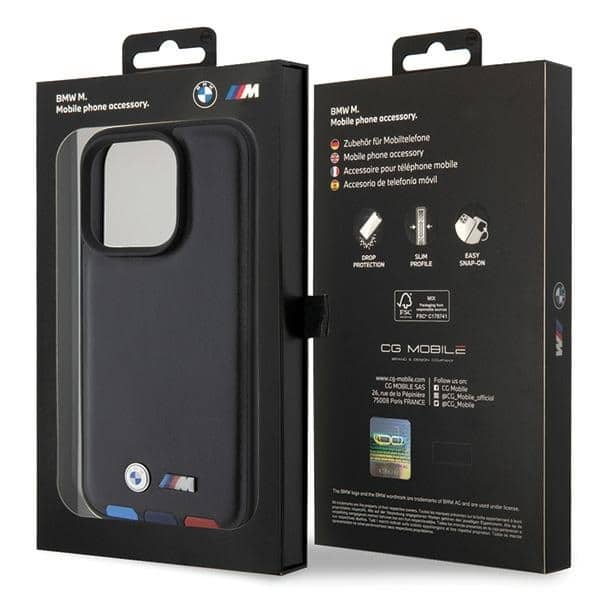 BMW Leather Stamp Tricolor - θήκη για Apple iPhone 15 Pro - Μαύρο - Image 8