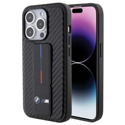 BMW Grip Stand Smooth & Carbon - θήκη για Apple iPhone 15 Pro - Μαύρο