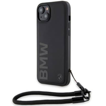 BMW Signature Leather Wordmark Cord - θήκη για Apple iPhone 15 Plus / - Μαύρο