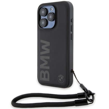 BMW Signature Leather Wordmark Cord - θήκη για Apple iPhone 15 Pro Max - Μαύρο