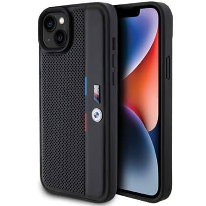 BMW Perforated Tricolor Line - θήκη για Apple iPhone 15 Plus - Μαύρο