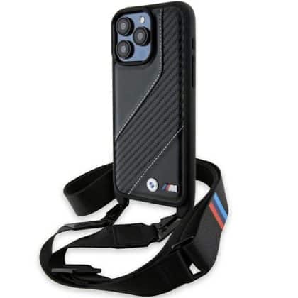 BMW M Edition Carbon Stripe & Strap - θήκη για Apple iPhone 15 Pro Max - Μαύρο