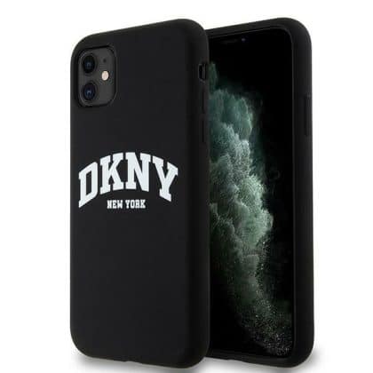 DKNY Liquid Silicone White Printed Logo MagSafe - θήκη για Apple iPhone 11 - Μαύρο