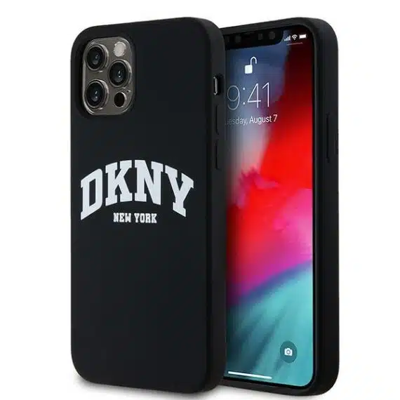 DKNY Liquid Silicone White Printed Logo MagSafe - θήκη για Apple iPhone 12/12 Pro 6.1 - Μαύρο
