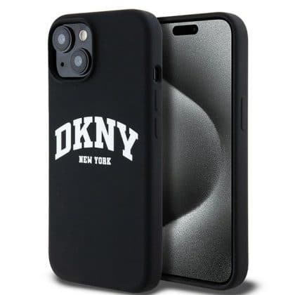 DKNY Liquid Silicone White Printed Logo MagSafe - θήκη για Apple iPhone 14 - Μαύρο