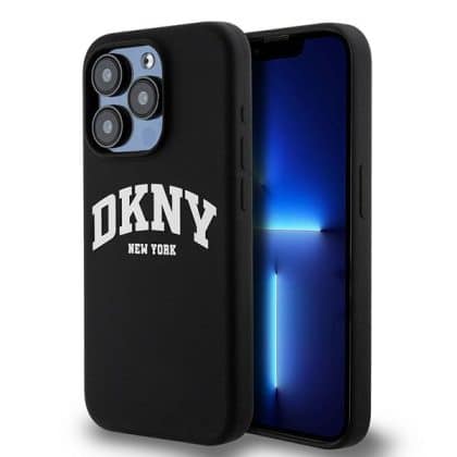 DKNY Liquid Silicone White Printed Logo MagSafe - θήκη για Apple iPhone 15 Pro - Μαύρο