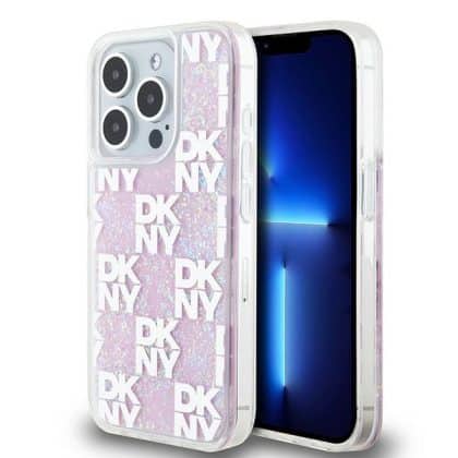 DKNY Liquid Glitter Multilogo - θήκη για Apple iPhone 15 Pro - Ροζ