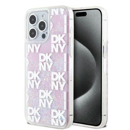 DKNY Liquid Glitter Multilogo - θήκη για Apple iPhone 15 Pro Max - Ροζ