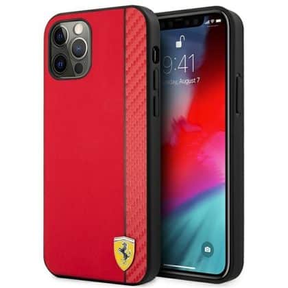 Ferrari On Track Carbon Stripe - θήκη για Apple iPhone 12 Pro Max - Κόκκινο