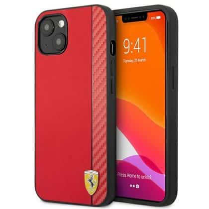 Ferrari On Track Carbon Stripe - θήκη για Apple iPhone 13 mini - Κόκκινο