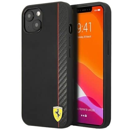 Ferrari On Track Carbon Stripe - θήκη για Apple iPhone 13 mini - Μαύρο