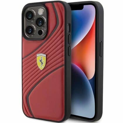 Ferrari Twist Metal Logo - θήκη για Apple iPhone 15 Pro - Κόκκινο
