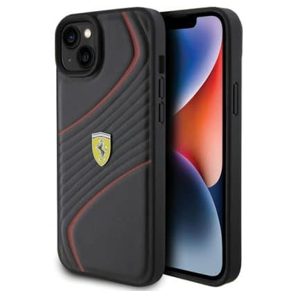 Ferrari Twist Metal Logo - θήκη για Apple iPhone 15 Plus - Μαύρο