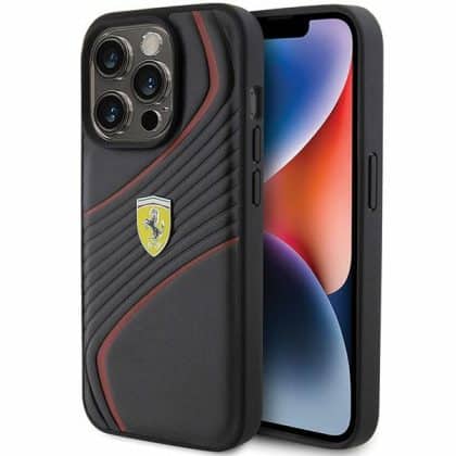 Ferrari Twist Metal Logo - θήκη για Apple iPhone 15 Pro - Μαύρο