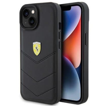 Ferrari Quilted Metal Logo - θήκη για Apple iPhone 15 - Μαύρο