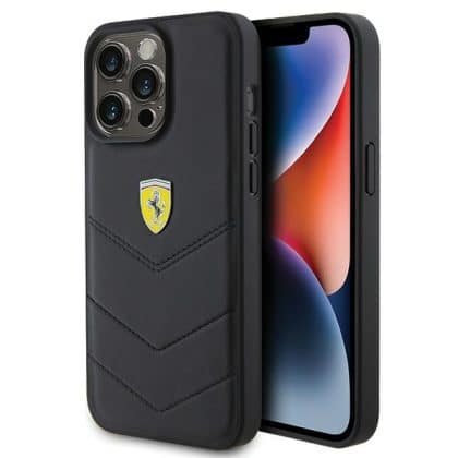 Ferrari Quilted Metal Logo - θήκη για Apple iPhone 15 Pro Max - Μαύρο