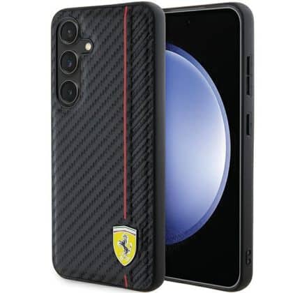 Ferrari Carbon Printed Line - θήκη για Samsung Galaxy S24 - Μαύρο