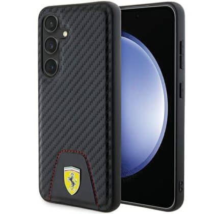 Ferrari Carbon Stitched Bottom - θήκη για Samsung Galaxy S24 - Μαύρο