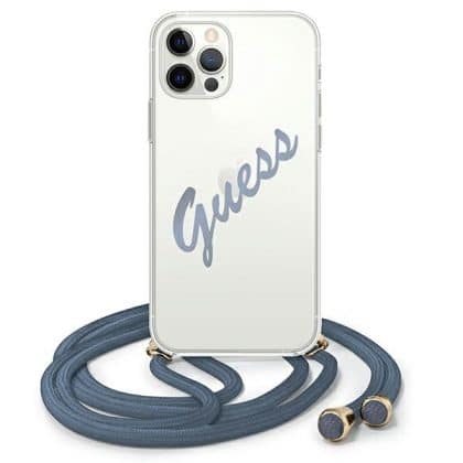 Guess Script vintage - θήκη για Apple iPhone 12/12 Pro - Μπλε