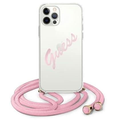 Guess Script vintage - θήκη για Apple iPhone 12/12 Pro - Ροζ