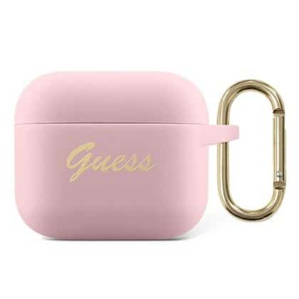 Guess GUA3SSSI AirPods 3 cover ροζ/pink Silicone Vintage Script