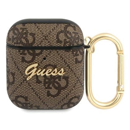 Guess GUA24GSMW κάλυμμα για AirPods 1/2 καφέ 4G Script Metal Collection