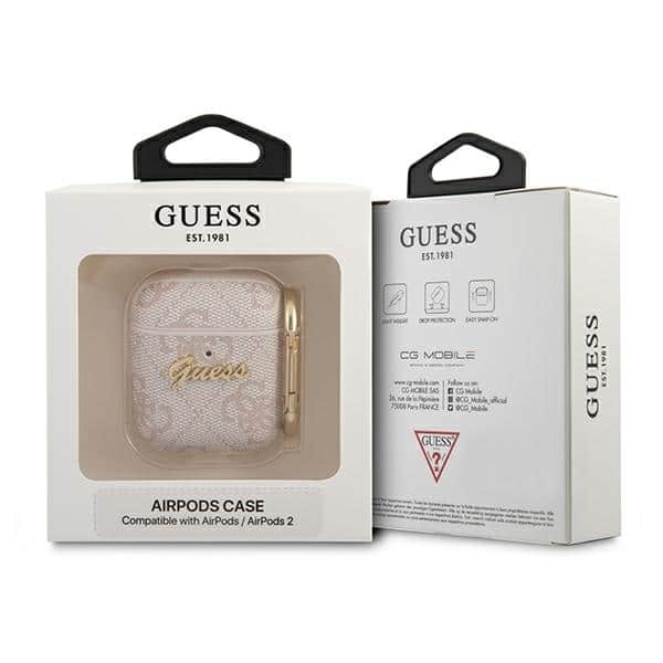 Guess GUA24GSMP Θήκη για AirPods 1/2 ροζ 4G Script Metal Collection - Image 3