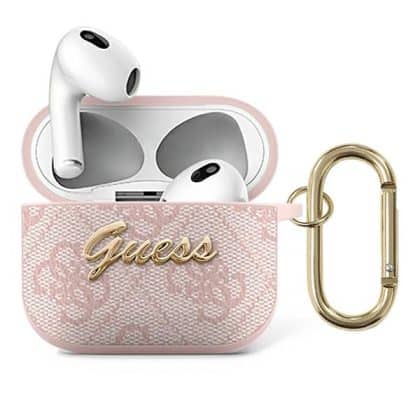 Guess GUA34GSMP Θήκη για AirPods 3 ροζ 4G Script Metal Collection