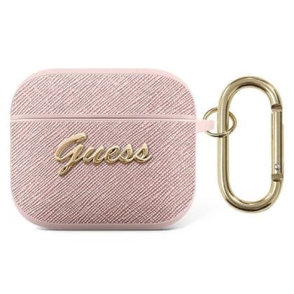 Guess GUA3SASMP AirPods 3 cover ροζ/pink Saffiano Script Metal Collection