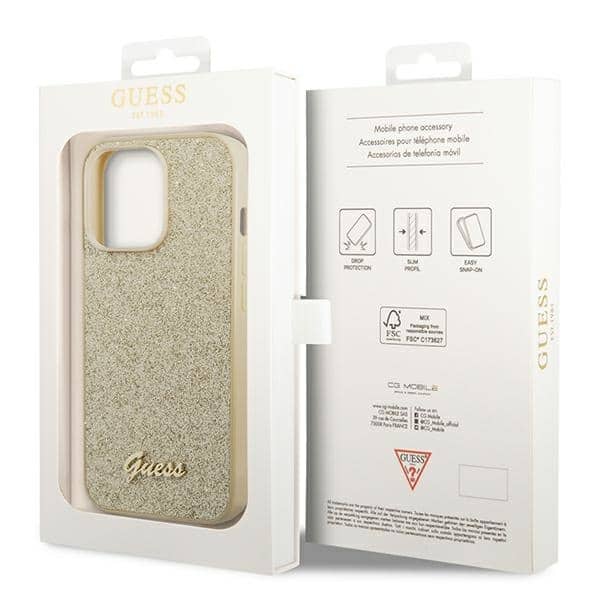 Guess Glitter Script - θήκη για Apple iPhone 14 Pro - Χρυσό - Image 8