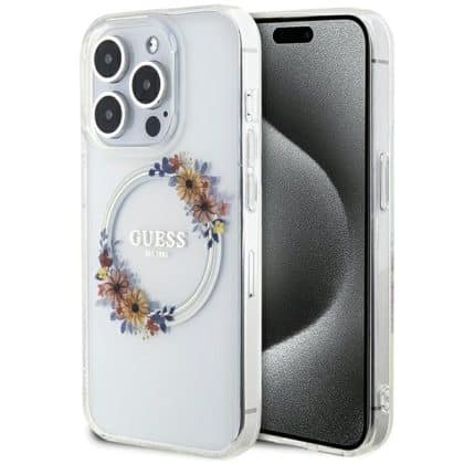 Guess IML Flowers Wreath - θήκη για Apple iPhone 15 Pro Max - Διάφανο