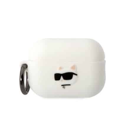 Karl Lagerfeld KLAP2RUNCHH Κάλυμμα για AirPods Pro 2 (2022/2023) Λευκό Σιλικόνης Choupette Head 3D