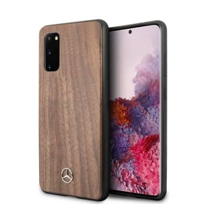 Mercedes Brown Wood Line Walnut - θήκη για Samsung Galaxy S20 - Καφέ