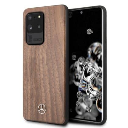 Mercedes Brown Wood Line Walnut - θήκη για Samsung Galaxy S20 Ultra - Καφέ