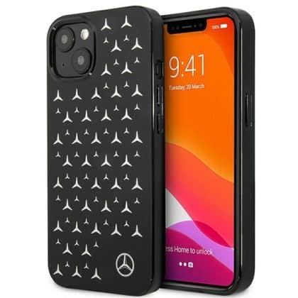 Mercedes Silver Stars Pattern - θήκη για Apple iPhone 13 mini - Μαύρο