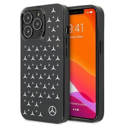 Mercedes Silver Stars Pattern - θήκη για Apple iPhone 13 Pro / - Μαύρο