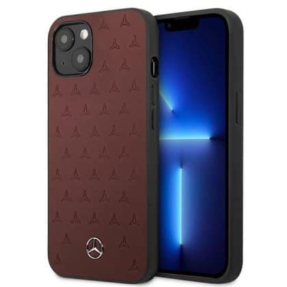 Mercedes Leather Stars Pattern - θήκη για Apple iPhone 13 mini - Κόκκινο