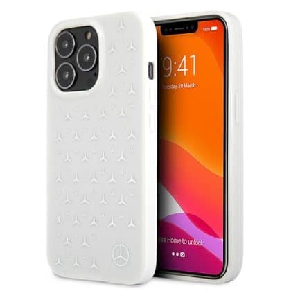 Mercedes Silver Stars Pattern - θήκη για Apple iPhone 13 Pro / - Λευκό