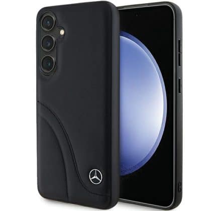 Mercedes Leather Curved Stitches - θήκη για Samsung Galaxy S24 - Μαύρο