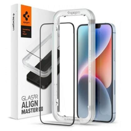Spigen Alm Glass FC iPhone 14/13 Pro/13 τζάμι ασφαλείας με μαύρο πλαίσιο και πλαίσιο συναρμολόγησης AGL03725