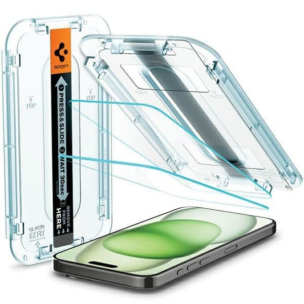Spigen Glas.TR iPhone 15 6.1" "EZ FIT" 2 τεμ. διαφανές τζάμι ανθεκτικό AGL06903 - Image 8