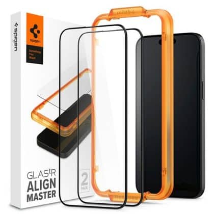 Spigen Alm Glass FC iPhone 15 Pro 6.1" 2 τεμ. τζάμι ανθεκτικό με μαύρο πλαίσιο AGL06895