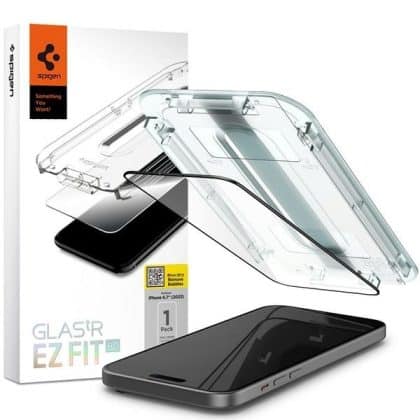 Spigen Glas.TR FC iPhone 15 6.1" "EZ FIT" τζάμι ανθεκτικό στην καρδιά μαύρο πλαίσιο AGL06908