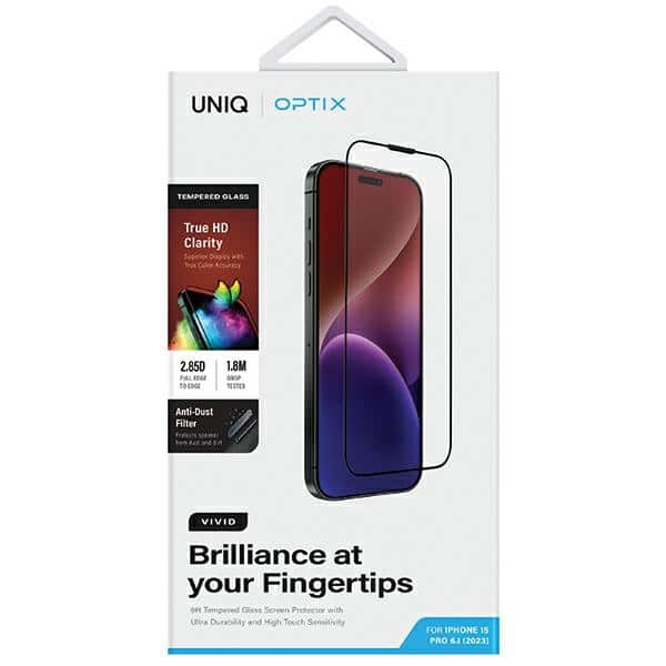 UNIQ Optix Vivid Σαφές τζάμι ανθεκτικό σε σκληρότητα για iPhone 15 Pro 6.1" με εφαρμογέα - Image 6